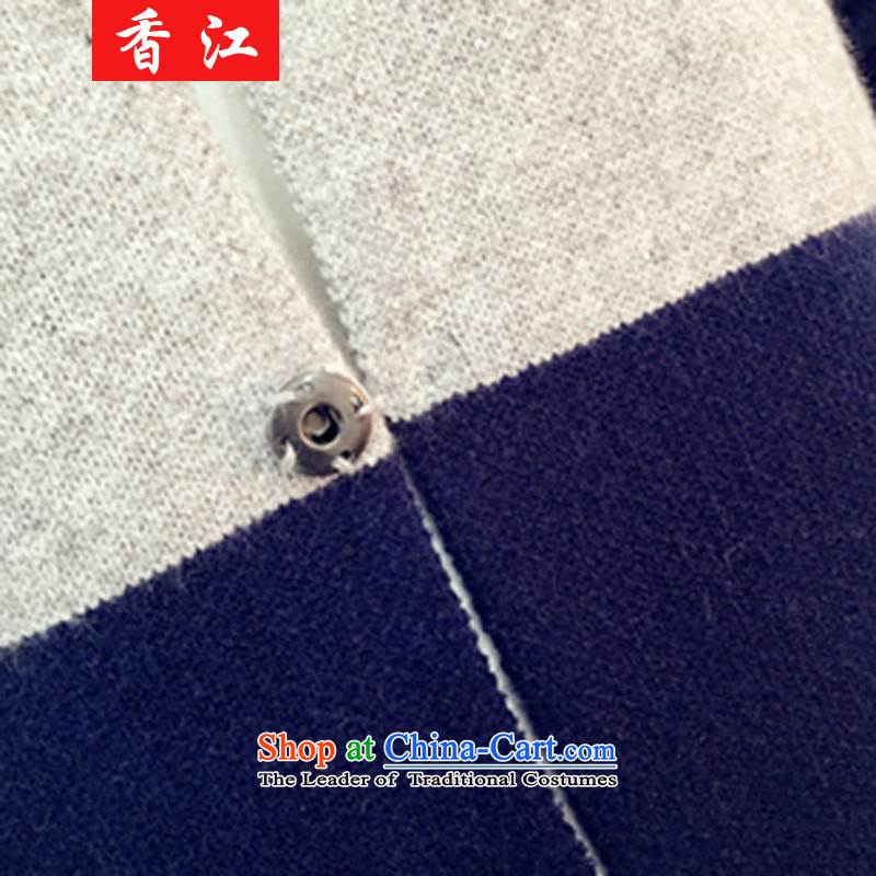 Xiang Jiang thick girls' Graphics thin 2 mm thick fall inside the burden of large numbers of female jackets in long thin thick sister graphics on the knitwear shabbily 5210 Light Gray + Navy larger 3XL 170-200, Hong Kong has been pressed shopping on the Internet