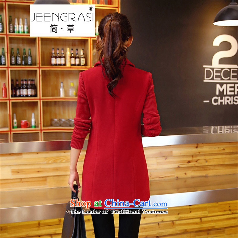 In short, 2015 Grass long temperament Fall/Winter Collections of New Jersey cuff a stylish Sau San Korean Wild Hair? jacket red XL, Jane grass (JEENGRASI) , , , shopping on the Internet