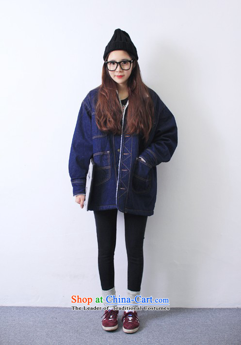 The Korean version of winter thickened *2015 plus lint-free Preppy Lamb Wool coat pocket loose cowboy jacket female blue XXL picture, prices, brand platters! The elections are supplied in the national character of distribution, so action, buy now enjoy more preferential! As soon as possible.
