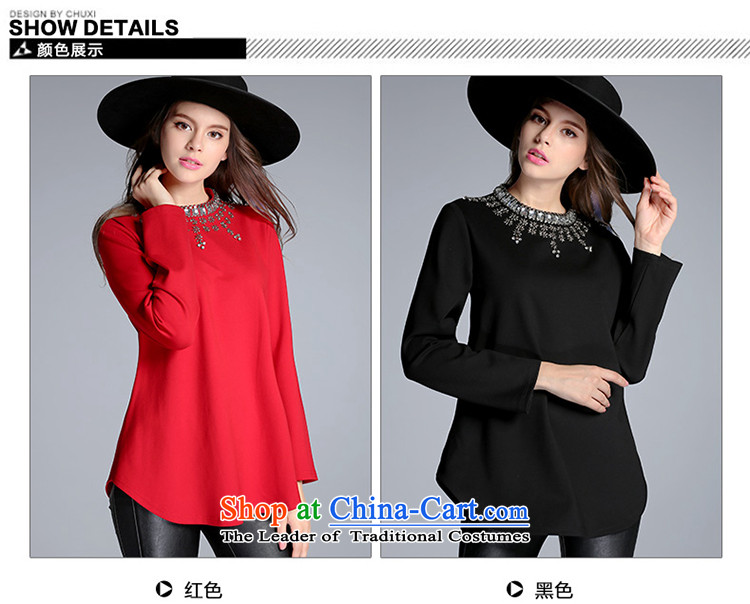 Elizabeth Europe 2015 Autumn discipline with new larger women's long-sleeved T-shirt heavy industry staples the Pearl River Delta to increase women's stylish graphics thin coat PQ8081- Red 4XL Photo, prices, brand platters! The elections are supplied in the national character of distribution, so action, buy now enjoy more preferential! As soon as possible.