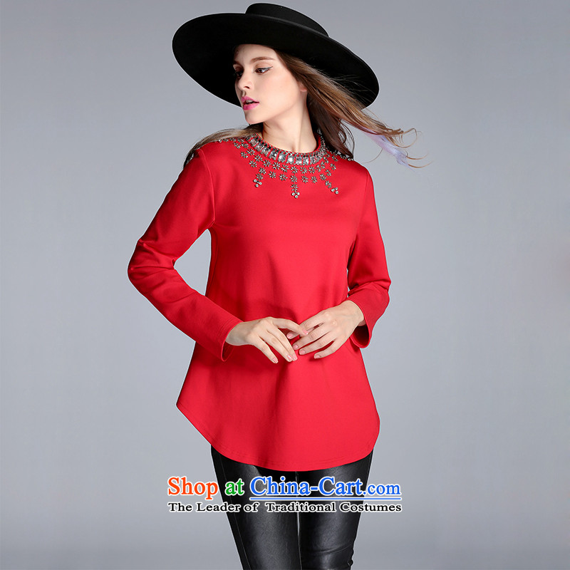 Elizabeth Europe 2015 Autumn discipline with new larger women's long-sleeved T-shirt heavy industry staples the Pearl River Delta to increase women's stylish graphics thin coat PQ8081- 4XL, red discipline sa shopping on the Internet has been pressed.