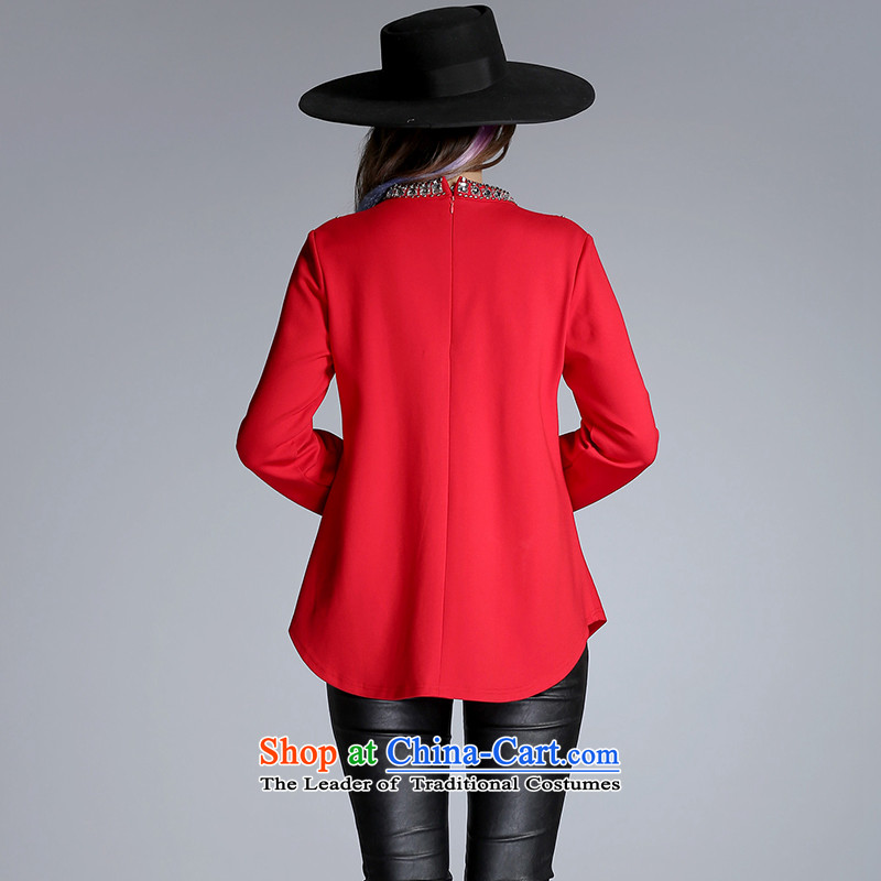 Elizabeth Europe 2015 Autumn discipline with new larger women's long-sleeved T-shirt heavy industry staples the Pearl River Delta to increase women's stylish graphics thin coat PQ8081- 4XL, red discipline sa shopping on the Internet has been pressed.