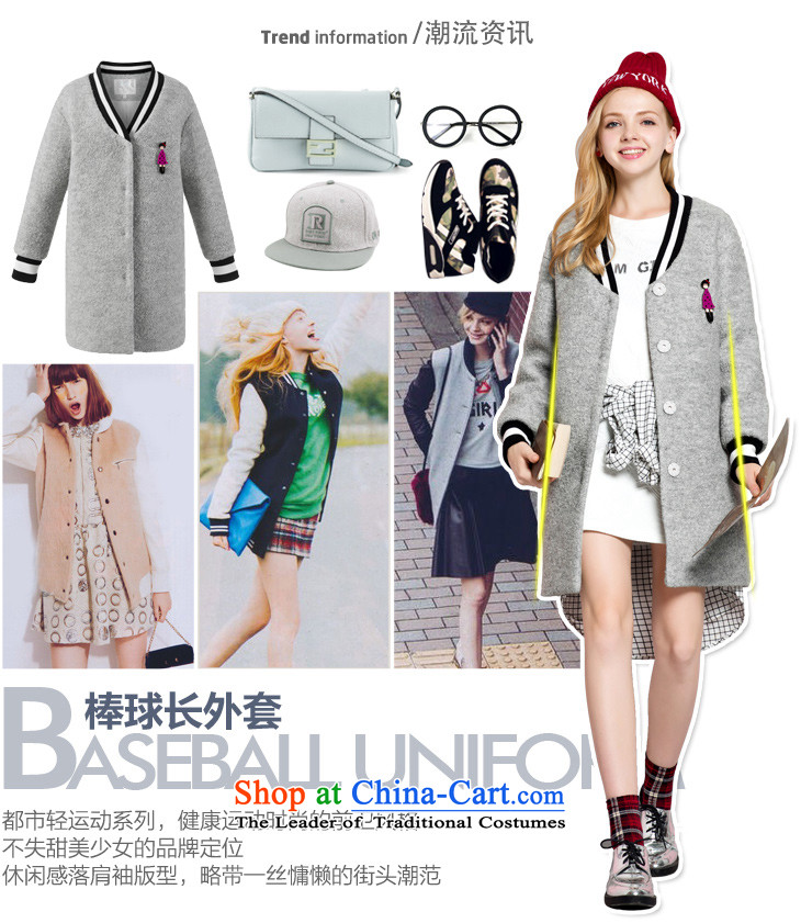 Lok-machi 2015 Autumn new gross jacket in long?) wool a wool coat Leisure Services Winter Sweater baseball M/160 Gray Photo, prices, brand platters! The elections are supplied in the national character of distribution, so action, buy now enjoy more preferential! As soon as possible.