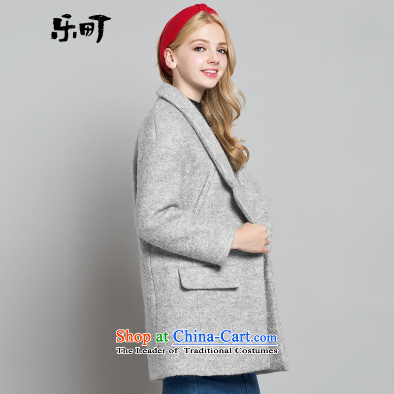 Lok-machi 2015 winter clothing new gross girls jacket? long hair loose coat? wild Korean autumn and winter clothes gray S/155, Lok-machi , , , shopping on the Internet