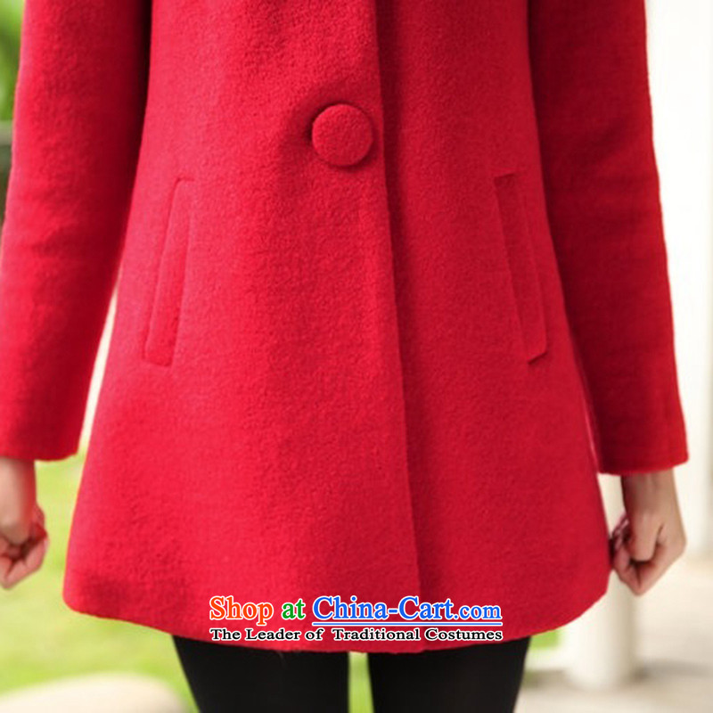 : All Applies : hi! Jane2015 autumn and winter new Korean trendy code women lapel a wool coat in the long hair? jacket female woolen coat female plus cotton red collar L,hi! gross addition Jane,,, shopping on the Internet