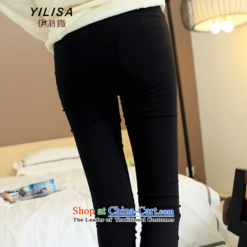 Elizabeth sub-2015 autumn and winter new to xl ladies casual wear trousers thick MM200 catty stretch Korean female H2178 trousers, forming the black XXL 140-165 recommended weight, Elizabeth YILISA (sub-) , , , shopping on the Internet