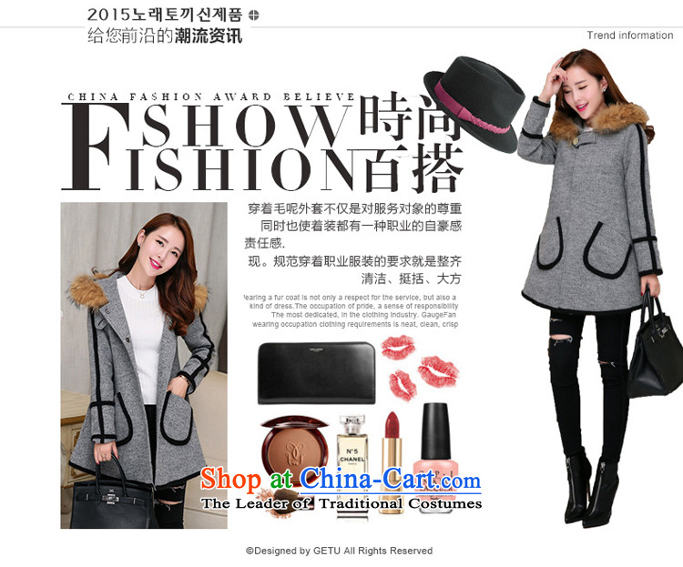 Lucie, gross? Korean Women's jacket coat 2015 autumn and winter new cloak cashmere overcoat, long hair collar cap gross MN1562 coats gray? XL Photo, prices, brand platters! The elections are supplied in the national character of distribution, so action, buy now enjoy more preferential! As soon as possible.