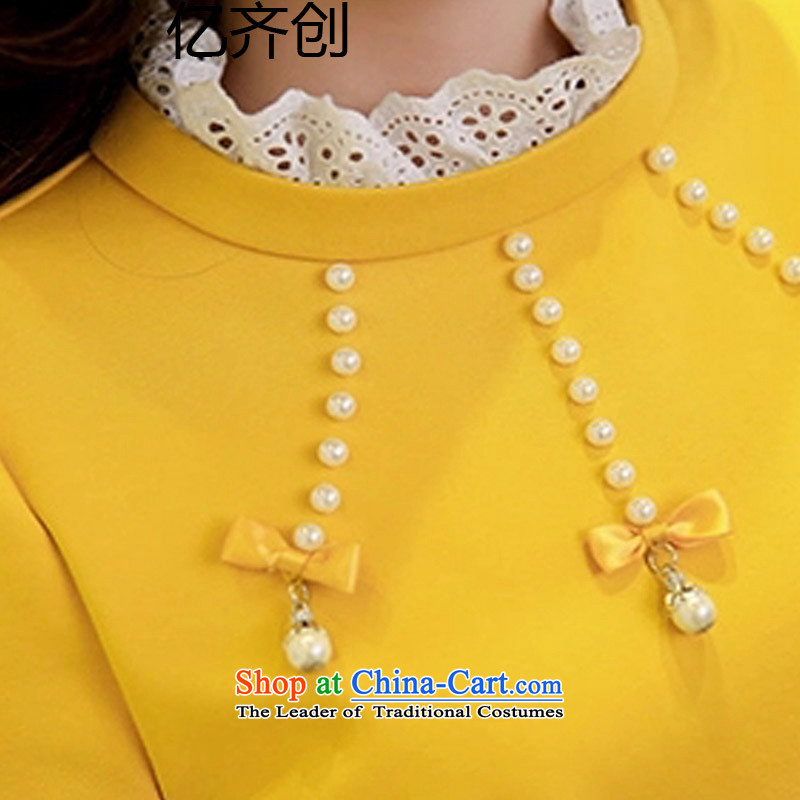 Create the autumn 2015 billion won version to load increase women's thick mm long-sleeved dresses thick sister in thin long graphics shirts  F6619 light blue XXXXL, billion gymnastics shopping on the Internet has been pressed.