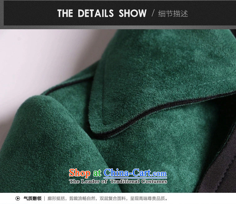 The new liberal 1404#2015 autumn stylish lapel long jacket coat in green M picture, prices, brand platters! The elections are supplied in the national character of distribution, so action, buy now enjoy more preferential! As soon as possible.