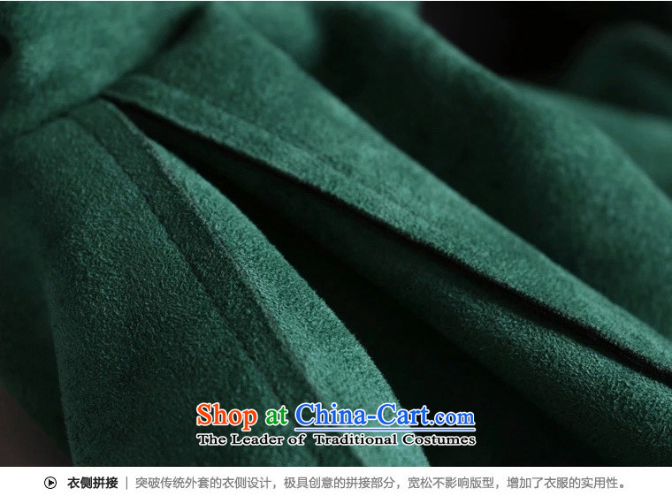 The new liberal 1404#2015 autumn stylish lapel long jacket coat in green M picture, prices, brand platters! The elections are supplied in the national character of distribution, so action, buy now enjoy more preferential! As soon as possible.