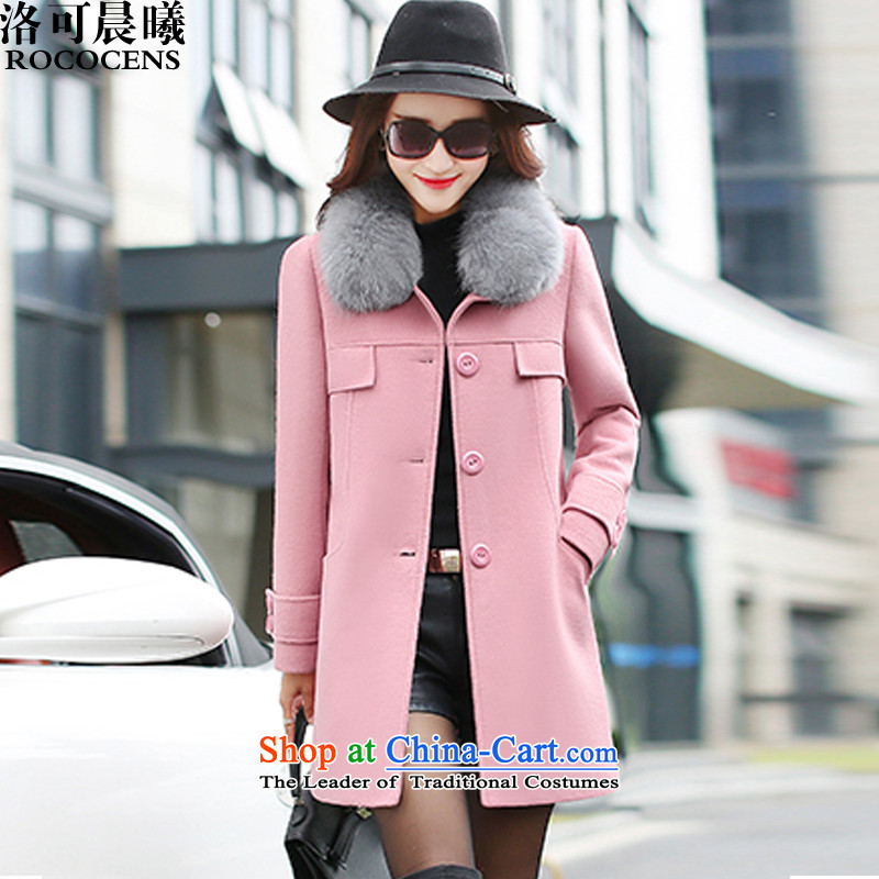 To?2015 autumn and winter Sun Hei new women's Gross Gross Jacket coat it? female Korean version in the Sau San long coats female?_609_??pink?L