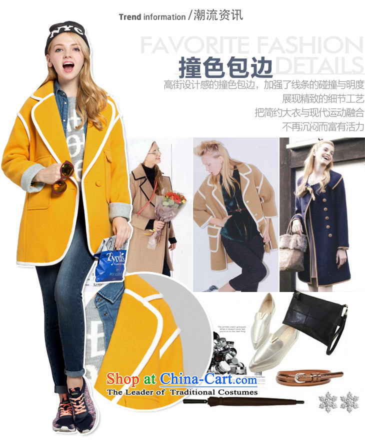 Lok-machi 2015 Autumn new gross jacket in long?)? a coat of hair color plane collision Korean autumn and winter clothes yellow M/160 picture, prices, brand platters! The elections are supplied in the national character of distribution, so action, buy now enjoy more preferential! As soon as possible.