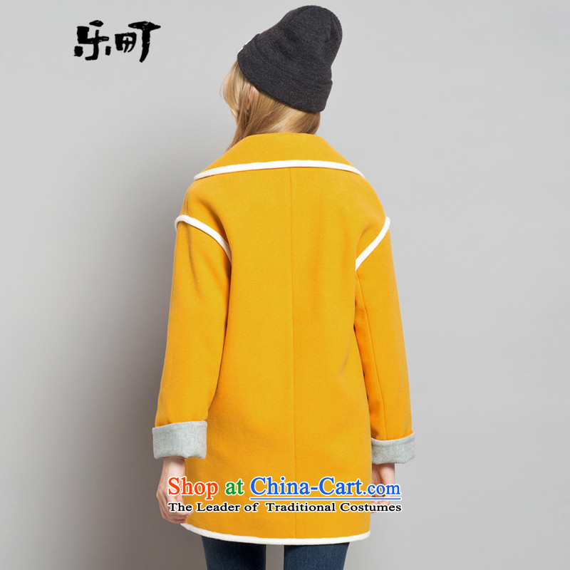Lok-machi 2015 Autumn new gross jacket in long?)? a coat of hair color plane collision Korean autumn and winter clothes yellow M/160, Lok-machi , , , shopping on the Internet