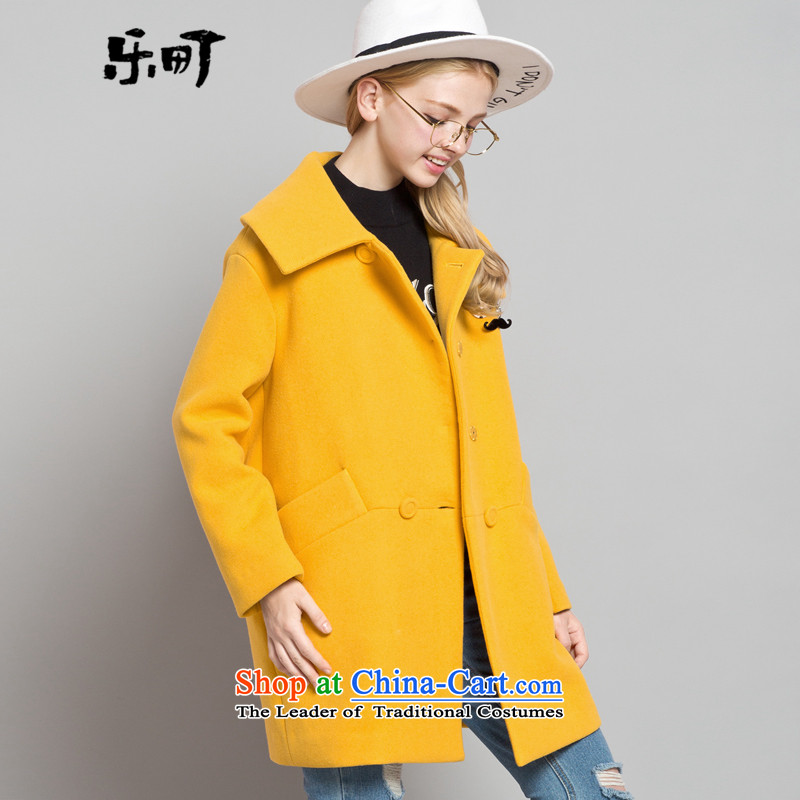 Lok-machi 2015 Autumn new gross jacket in long?)? coats Korean gross wild lapel of autumn and winter clothes yellow M/160, Lok-machi , , , shopping on the Internet