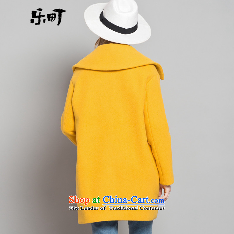 Lok-machi 2015 Autumn new gross jacket in long?)? coats Korean gross wild lapel of autumn and winter clothes yellow M/160, Lok-machi , , , shopping on the Internet