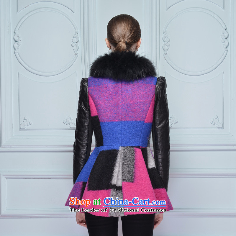 The Champs Elysees shadow gross flows of long-sleeved jacket? female 2015 new color box long plane collision gross for stitching for winter clothes plum , L, incense shadow style (XIANGYING) , , , shopping on the Internet