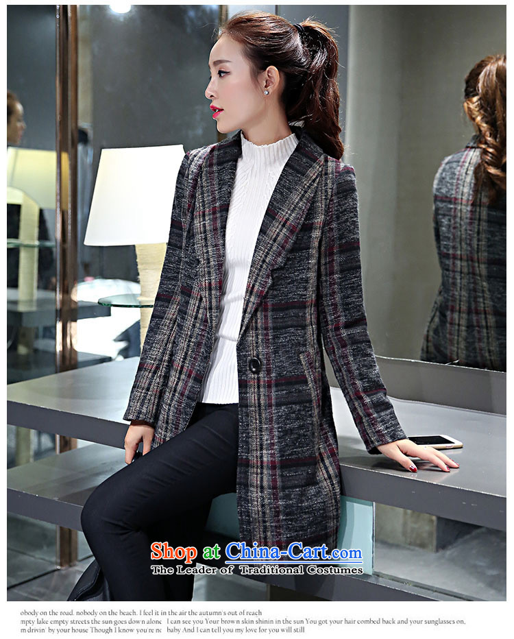 The Korean version of the new 2015 grid smart casual lapel graphics. Made from thin Long Hoodie gross coats autumn and winter? female blue, XL Photo, prices, brand platters! The elections are supplied in the national character of distribution, so action, buy now enjoy more preferential! As soon as possible.