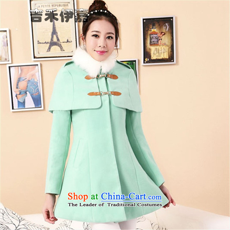 Gil Wo Ika autumn and winter new products in the thick hair? jacket long Korean Sau San double-cloak wool a wool coat female, with two kits can be removed for gross mint green M93-103, Gil Wo Ika shopping on the Internet has been pressed.