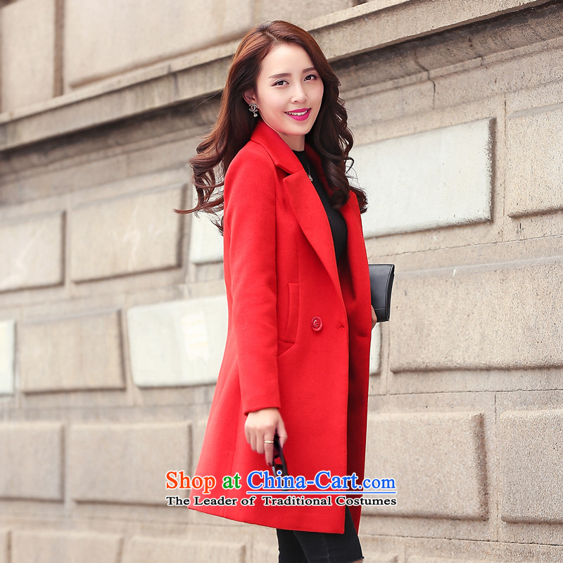 Ho ho 2015 autumn and winter new Korean female coats of Sau San Mao? in the medium to long term, in gross? jacket female RED M ho-ho has been pressed shopping on the Internet