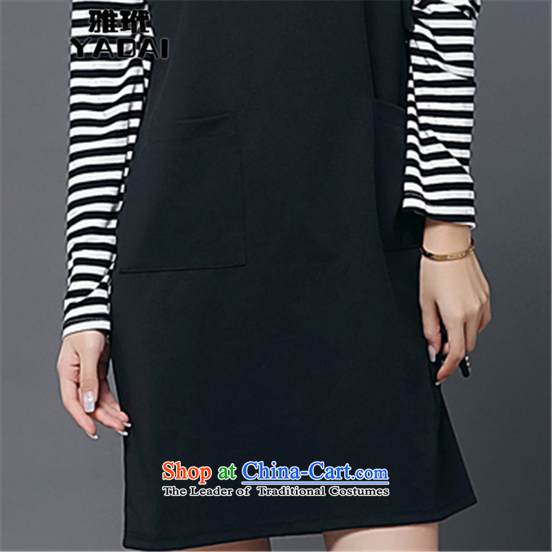 Load the autumn 2015 zebina ya long-sleeved blouses and larger stripe T-shirt + strap kit 9051 skirt black XXL, nga toi YADAI () , , , shopping on the Internet