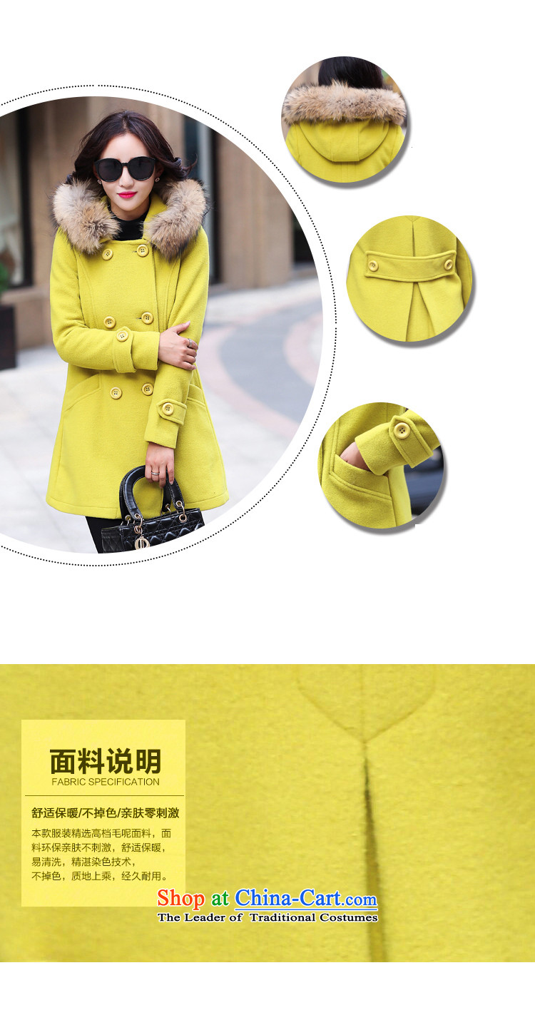 Charlene Choi 2015 Winter Fruit coats, wool? long hair collar cap Sau San woolen coat L8105 Fluorescent Green XL Photo, prices, brand platters! The elections are supplied in the national character of distribution, so action, buy now enjoy more preferential! As soon as possible.