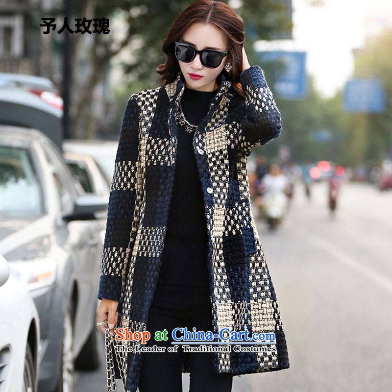 The rose to the 2015 autumn and winter new Korean female coats of Sau San Mao? stylish lapel thin graphics long-sleeved commuter wild jacket, blue , L, to persons rose (YURENMEIGUI) , , , shopping on the Internet
