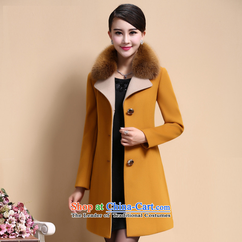 Cashmere overcoat 2015 autumn and winter new gross Washable Wool Sweater larger women? In long stock sale yellow?L