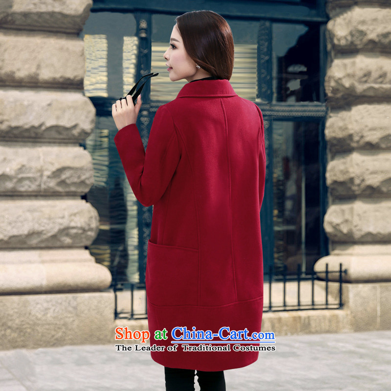 2015 Autumn and winter Zz&ff cocoon-trendy new coats jacket in gross? long large relaxd a wool coat wine red XL( recommendations 135-150 catty ),ZZ&FF,,, shopping on the Internet