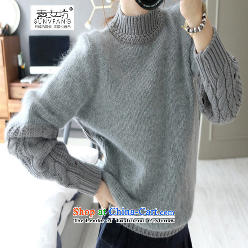 Motome workshop for larger female thick sister 2015 autumn and winter large female Korean wild knitwear MM thick and thick sweater 065 Gray 4XL recommended weight, 160-180 Motome Fong (SUNVFANG) , , , shopping on the Internet