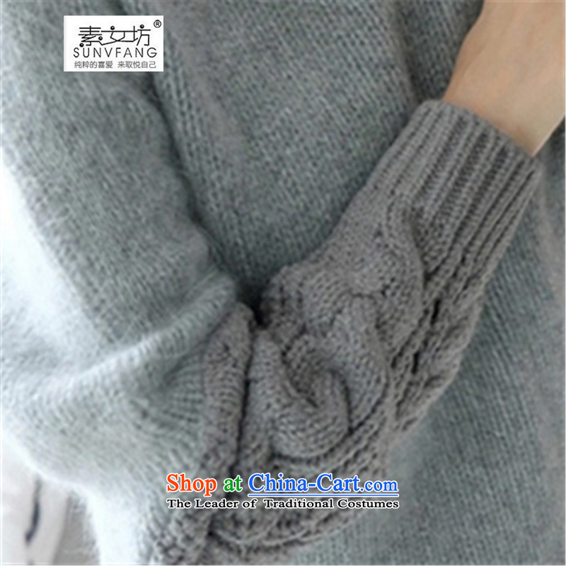 Motome workshop for larger female thick sister 2015 autumn and winter large female Korean wild knitwear MM thick and thick sweater 065 Gray 4XL recommended weight, 160-180 Motome Fong (SUNVFANG) , , , shopping on the Internet