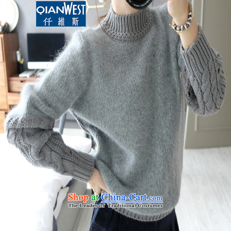 The Scarlet Letter, thick sister larger sweater  2015 autumn and winter large female Korean wild knitwear MM thick and thick sweater 065 Gray 4XL recommended weight 160-180 catty