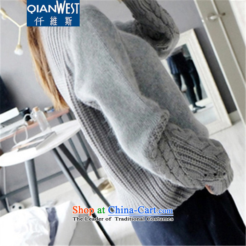 The Scarlet Letter, thick sister larger sweater  2015 autumn and winter large female Korean wild knitwear MM thick and thick sweater 065 Gray 4XL recommendations 160-180, 250 weight (QIANWEISI) , , , shopping on the Internet