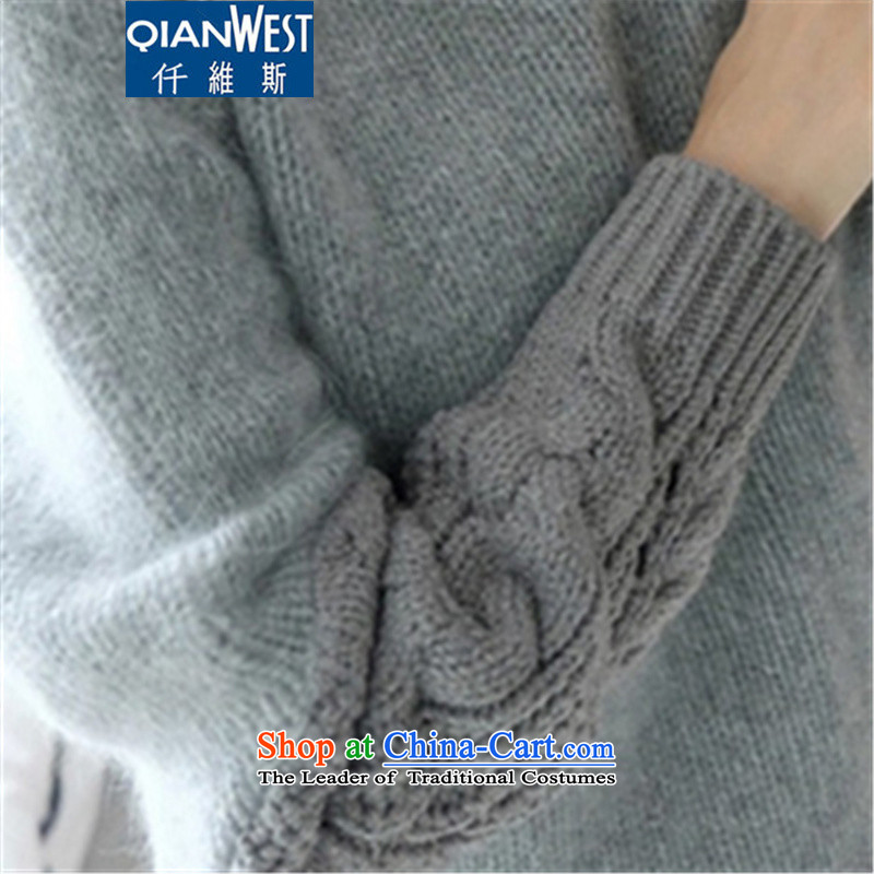 The Scarlet Letter, thick sister larger sweater  2015 autumn and winter large female Korean wild knitwear MM thick and thick sweater 065 Gray 4XL recommendations 160-180, 250 weight (QIANWEISI) , , , shopping on the Internet