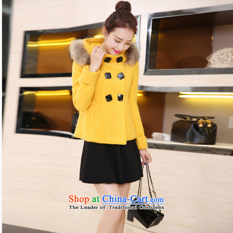 Ms Audrey Eu for winter 2015 in accordance with the American Girl short of female Korean jacket is thicker double-cap with large stingrays sub really gross for Connie son with mink coats Yellow M sub), Ms Audrey EU, gross collar (veleey) , , , shopping on