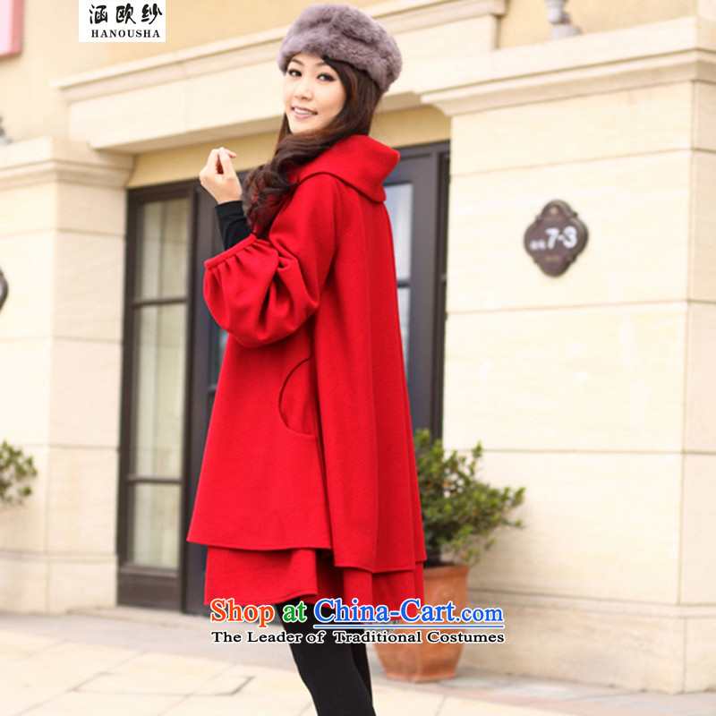 Euro 2015 yarn covered by the autumn and winter new larger female thick MM Mount Korean pregnant women cloak?? coats jacket gross windbreaker girl in long thin black plus lint-free video XXL,) yarn (hanousha covered by OSCE) , , , shopping on the Internet