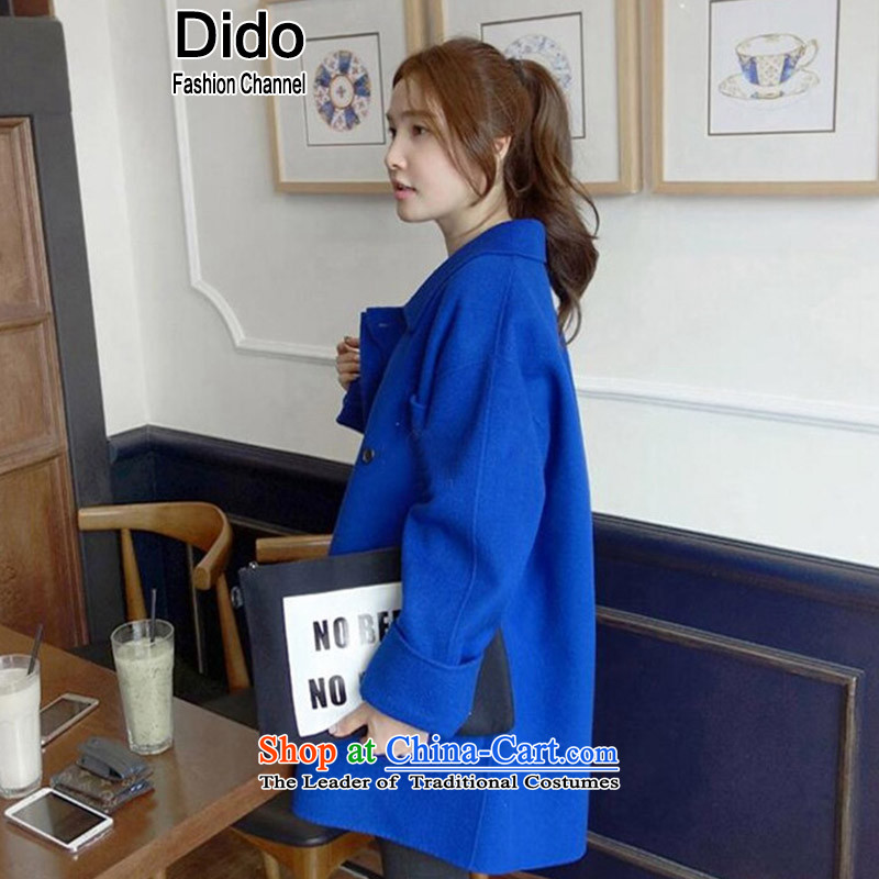 Dido Jacket coat? female gross Korean version of pure color large female thick coat female blue M,dido channel,,, fashion shopping on the Internet