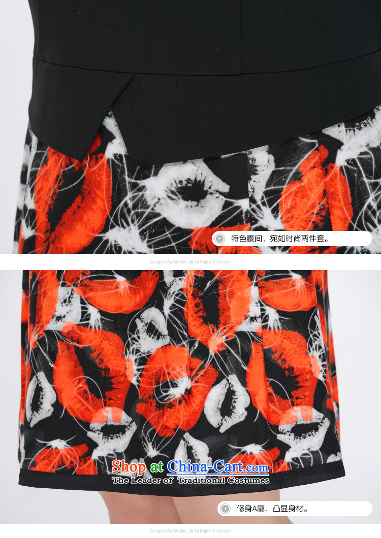 Msshe xl women 2015 new stamp pack stitching autumn Sau San long-sleeved dresses 200 catties 3XL receded black safflower picture, prices, brand platters! The elections are supplied in the national character of distribution, so action, buy now enjoy more preferential! As soon as possible.