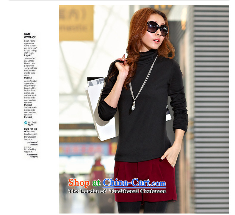 In short light autumn 2015 new women's long-sleeved T-shirt female cotton code female high-collar, forming the Netherlands female Korean version 1137 black T-shirt, Ms. Sau San  4XL 160-180 catty to pass through pictures, prices, brand platters! The elections are supplied in the national character of distribution, so action, buy now enjoy more preferential! As soon as possible.