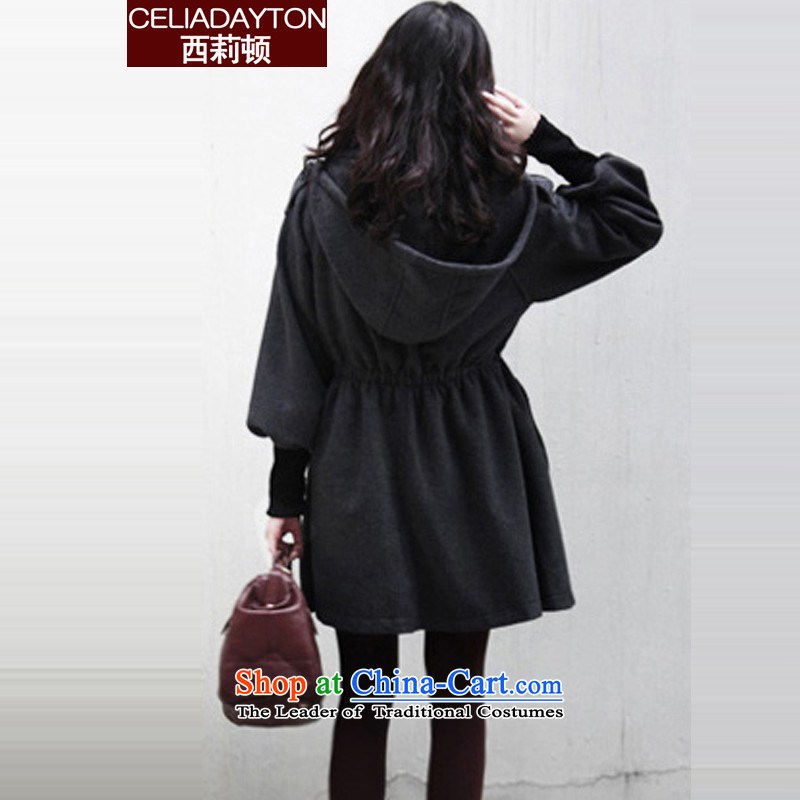 Szili Clinton 2015 Fall/Winter Collections of the new code for women in the ventricular hypertrophy long coats thick mm sister cashmere Sau San video thin Cap 200 Jin Mao jacket? gray cotton XL recommendations 135-150 plus, Cecilia Medina Quiroga (celia d