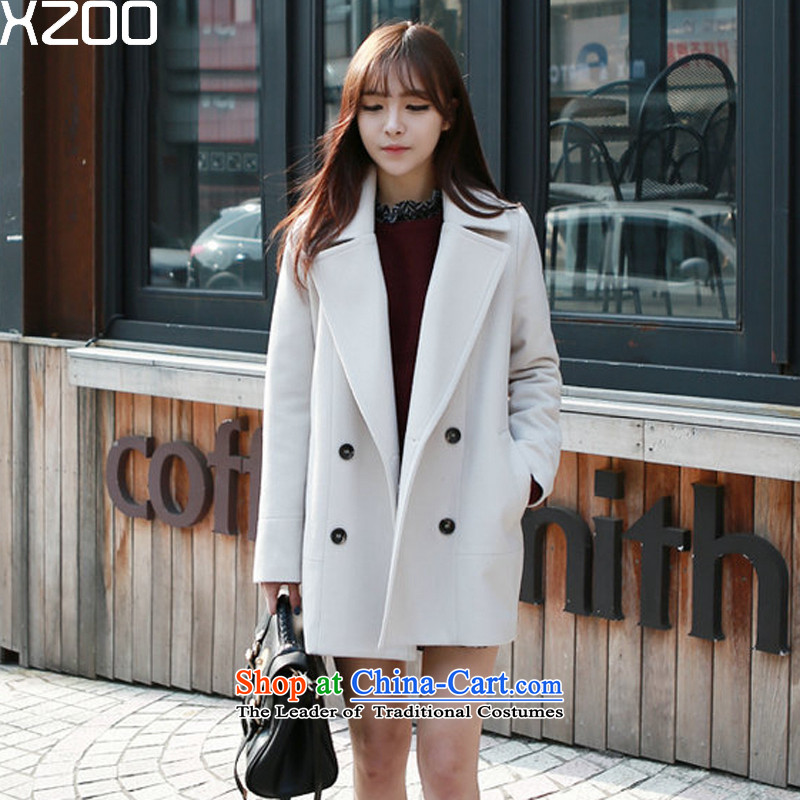 Gross coats women XZOO2015? Korean jacket double row is long wool a winter clothing new m White?S