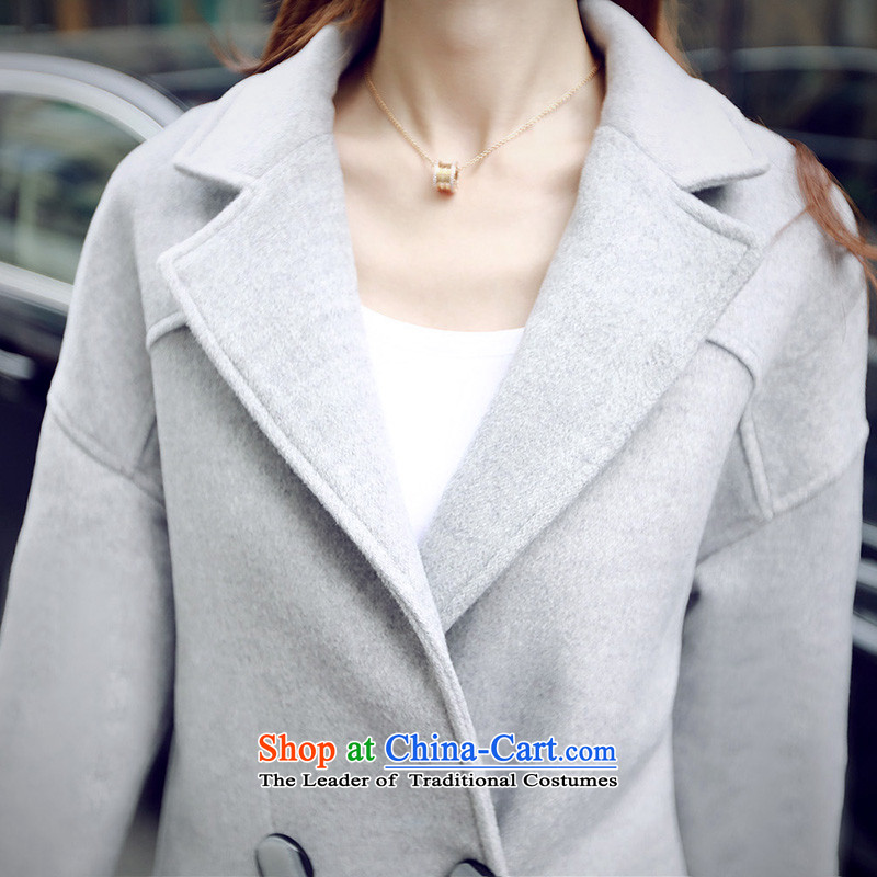 Ms Maria Catarina 2015 Fall/Winter Collections new Korean fashion, Sau San long hair? coats female lapel gross? Women's jacket , L, Gray Ms Maria Catarina shopping on the Internet has been pressed.
