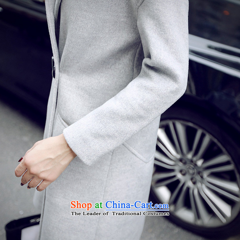 Ms Maria Catarina 2015 Fall/Winter Collections new Korean fashion, Sau San long hair? coats female lapel gross? Women's jacket , L, Gray Ms Maria Catarina shopping on the Internet has been pressed.