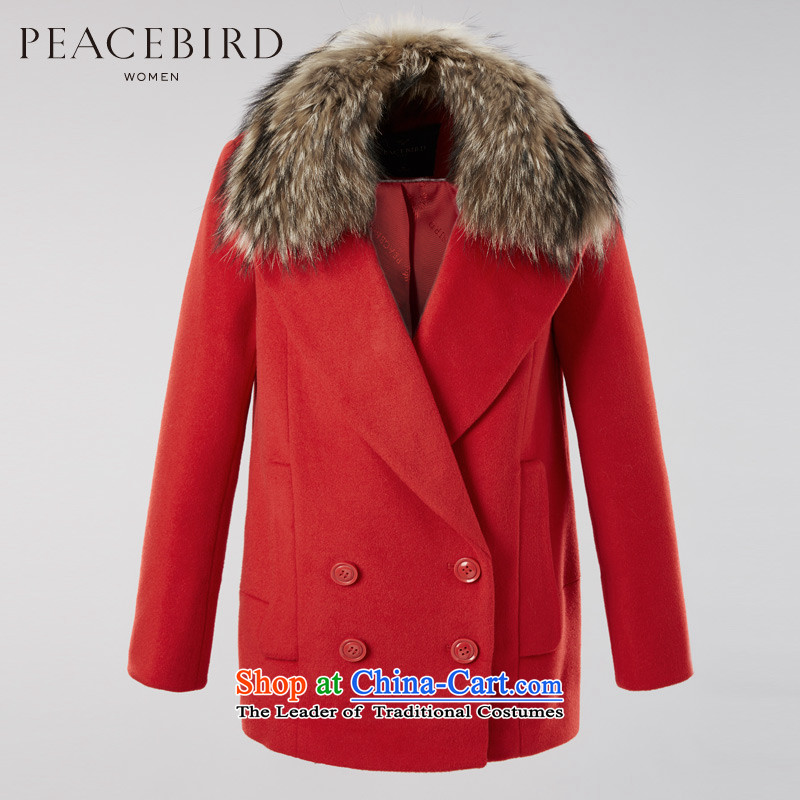 [ New shining peacebird Women's Health 2015 winter clothing new products based on the lapel A4AA54312)? coats red , L PEACEBIRD shopping on the Internet has been pressed.