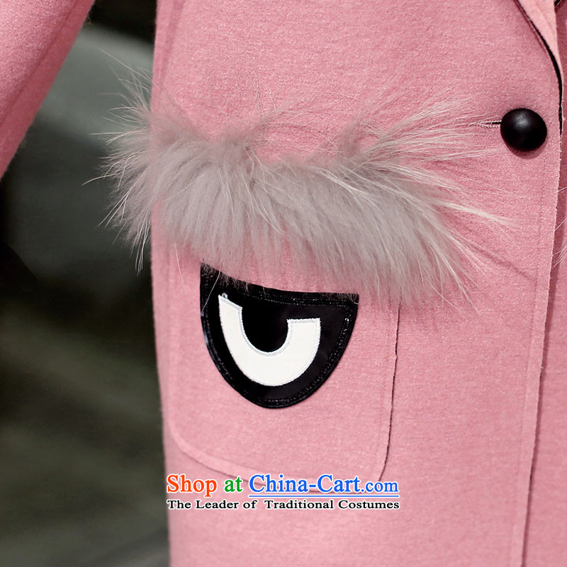 The Gangnam grass in the autumn and winter new long hair? Korean female coats stylish and simple atmospheric classic wild jacket pink M, Gangnam-gu, Seocho shopping on the Internet has been pressed.