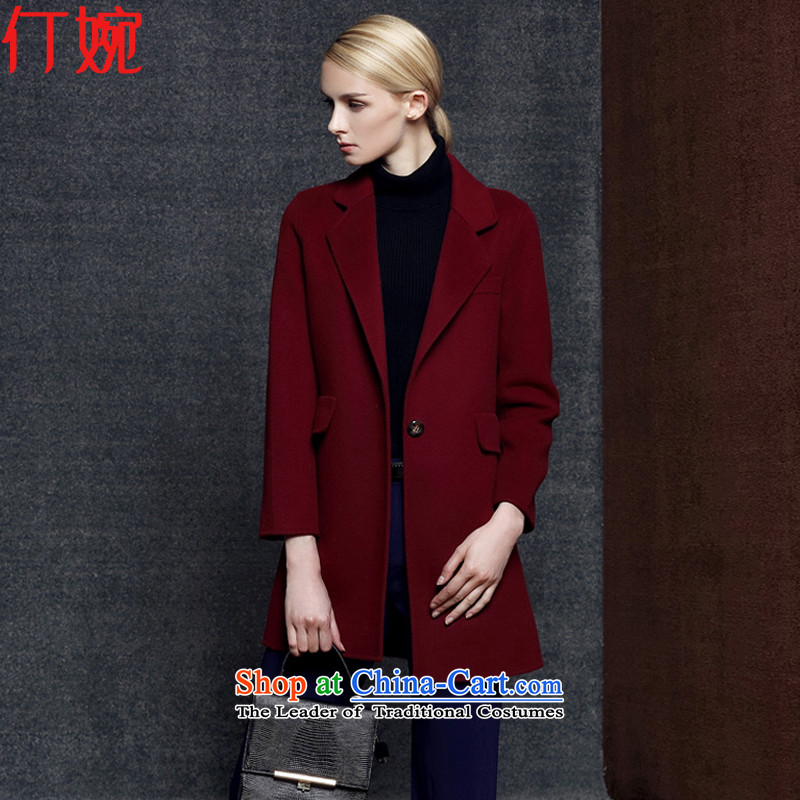 The suspension of the autumn and winter 2015 Yuen new Korean girl in Sau San woolen coat long double-sided gross jacket coat? female cashmere overcoat jacket 1459 red , L, Ding Yuen (wan) , , , ding shopping on the Internet