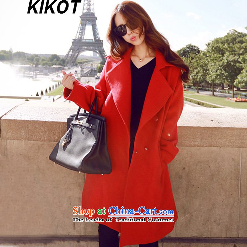 Kikot autumn and winter new graphics thin jacket coat female dy00006 gross? Red 36