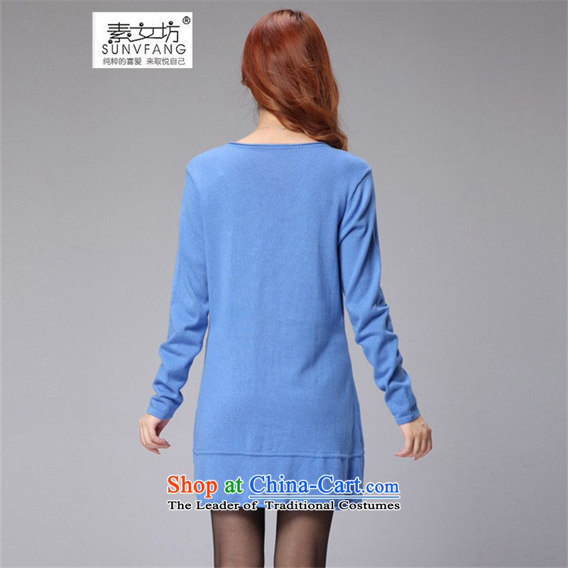 Motome square thick sister larger lady knitted dresses autumn 2015 new) thick MM video thin woolen pullover, forming the skirt the skirt 671 BLUE 3XL recommended weight, 140-160 characters motome Fong (SUNVFANG) , , , shopping on the Internet