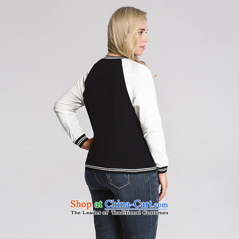 The former Yugoslavia mecca for larger women 2015 Autumn new stylish black-and-white) thick mm long-sleeved jacket 953047545 collision black 3XL, Yugoslavia Mak , , , shopping on the Internet