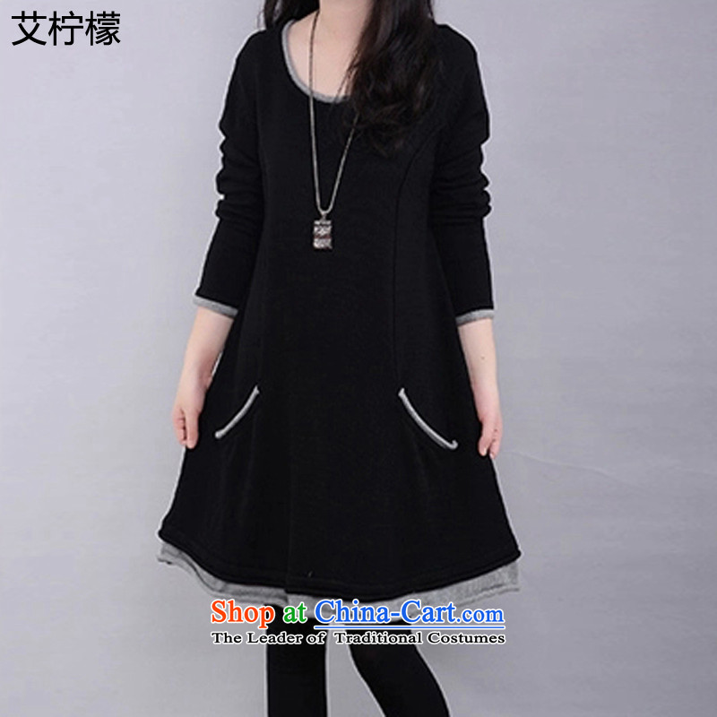 Hiv lemon autumn and winter 2015 on new to increase women's code thick mm winter clothing dresses cotton lint-free thick video and slender Plus), forming the Netherlands female large dark blue skirt XXXXL., ILEMON lemon (HIV) , , , shopping on the Internet