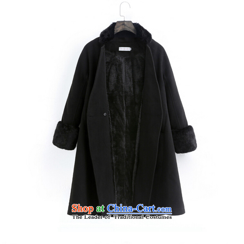 Long)? coats LINKTINA female Western Wind autumn and winter new plus fluff? female coats thick a wool coat L1286 female black velvet S,LINKTINA,,, plus Online Shopping